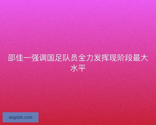 邵佳一强调国足队员全力发挥现阶段最大水平